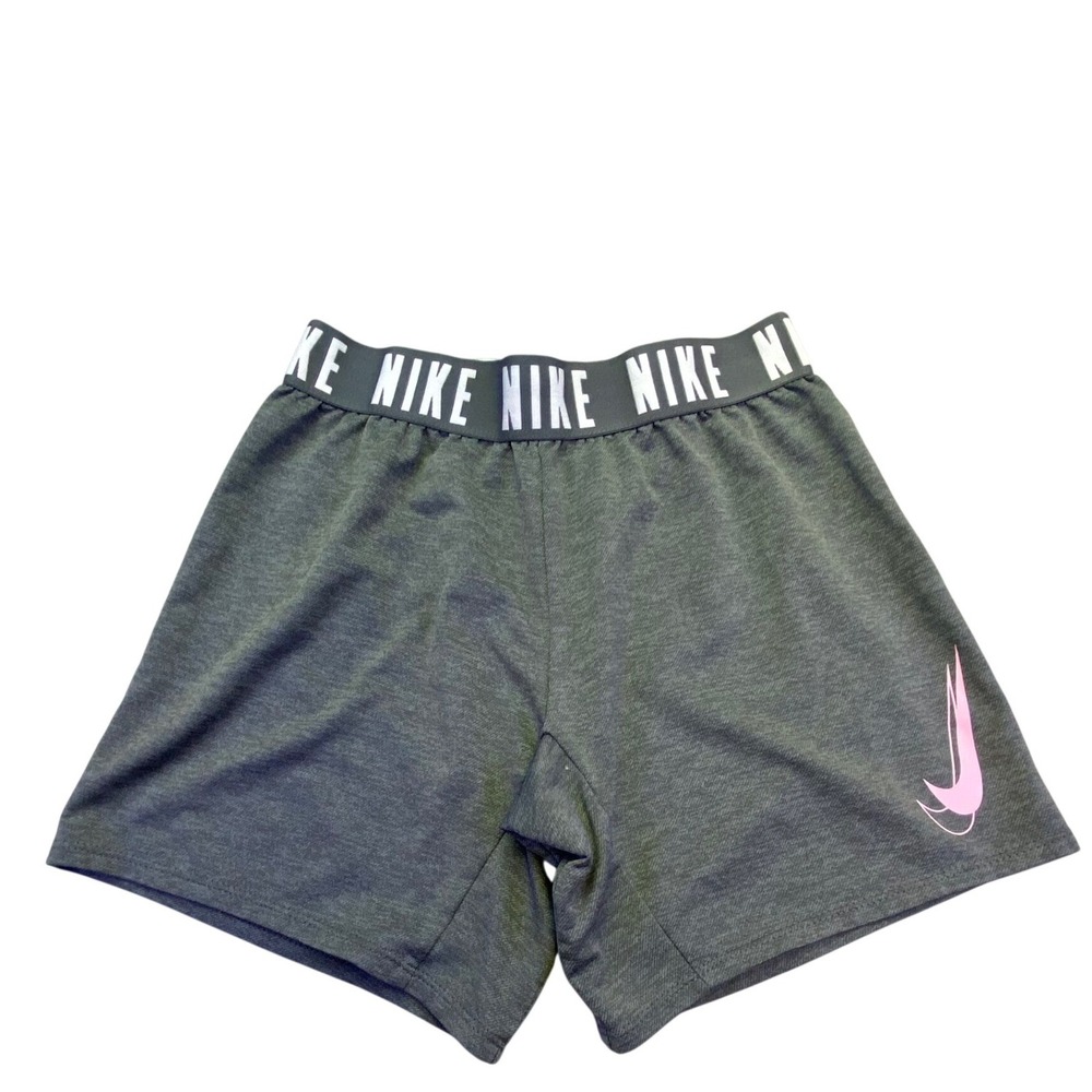 Nike Shorts Women's Medium‎ Dri-FIT Gray Heathered Athletic Training Pink Swoosh